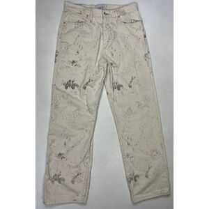 BDG Doodle Scribble Print Skate Fit Denim Jeans Men Size 33 X 32 Ivory